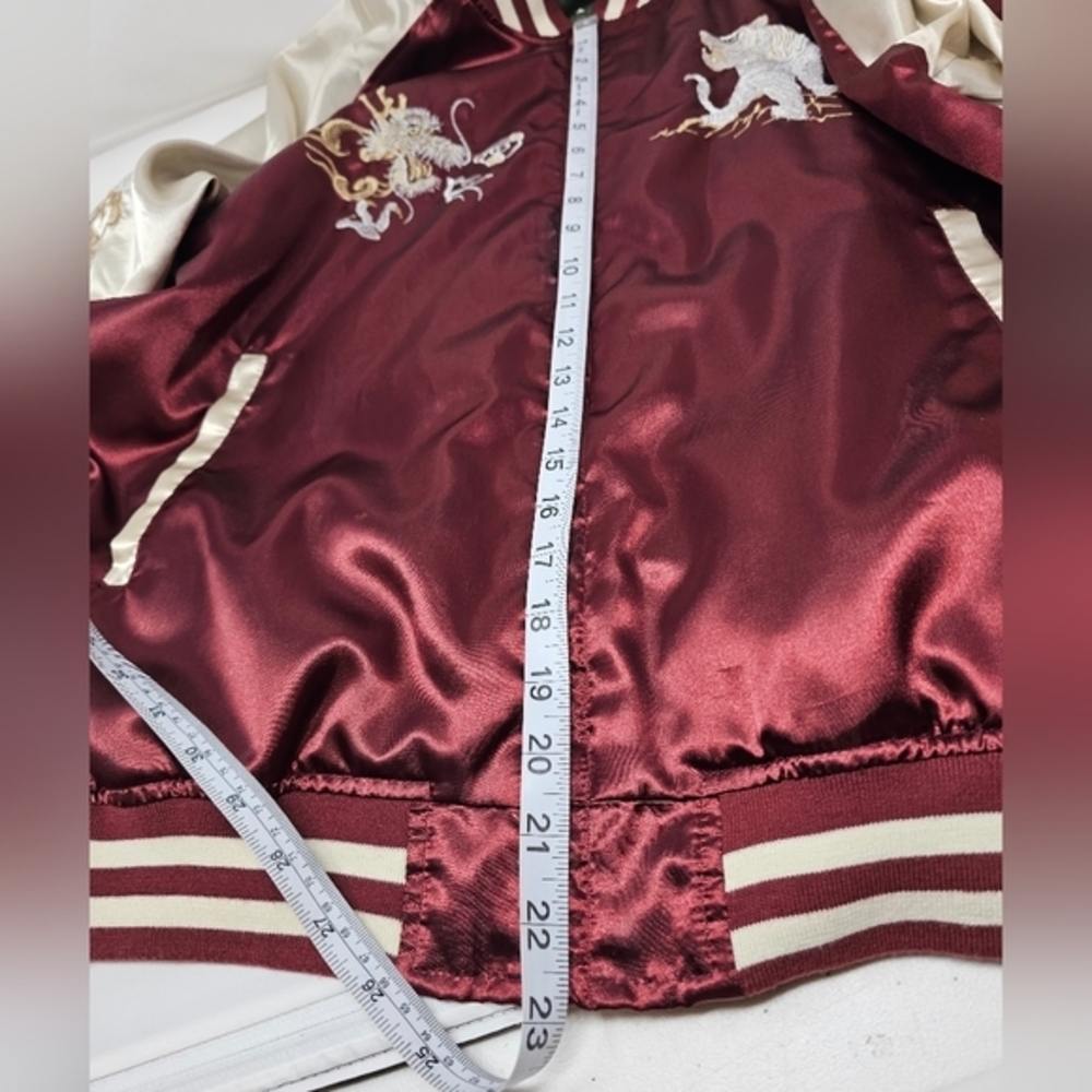 Vintage Sukajan Satin Bomber Jacket Japanese Embroidered Dragon Tiger Large Red. - Picture 10 of 12